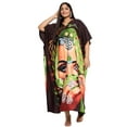 thumbnail image 3 of Oussum Dark Brown Tribal Plus Size Polyester Long Kaftan Dresses for Women, 3 of 8