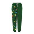 thumbnail image 4 of DecSea Christmas Textured Pants for Women Fall 2024 Trendy Drawstring Elastic High Waist Pants Straight Leg Trousers, 4 of 5