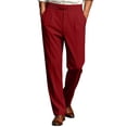 thumbnail image 4 of sdhkgrrt Men Plus Size Elastic Waist Dress Pants with Pockets Solid Office Business Work Casual Straight Leg Pants Regular Fit Breathable Long Palazzo Trousers, Red L, 4 of 7