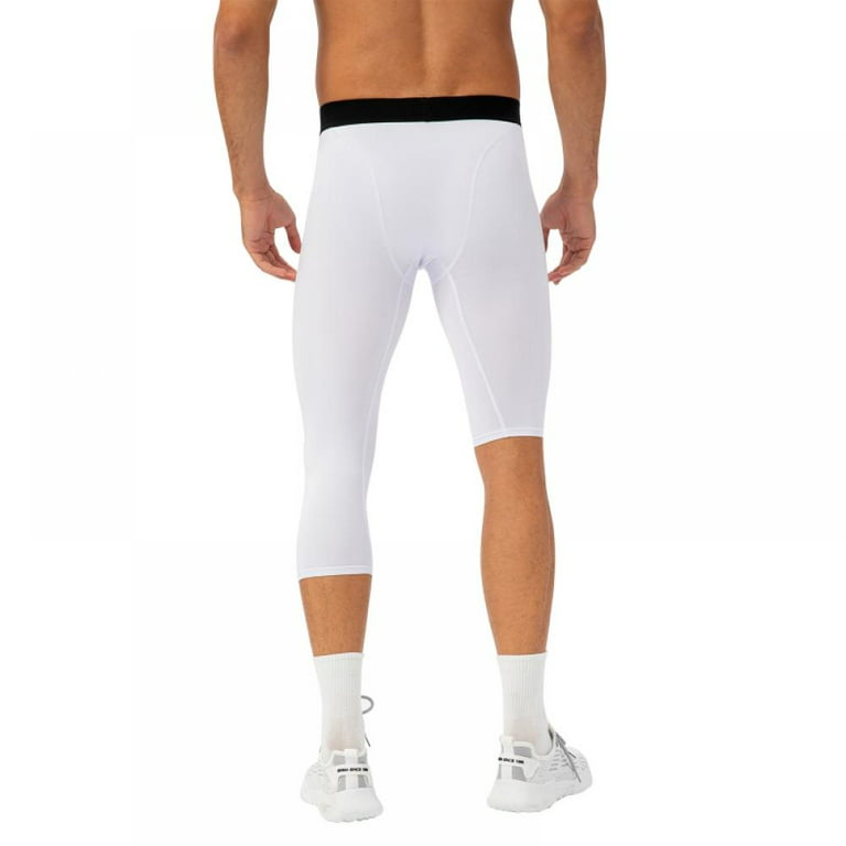 Men's 3/4 One Leg Compression Pants Basketball Athletic Base Layer