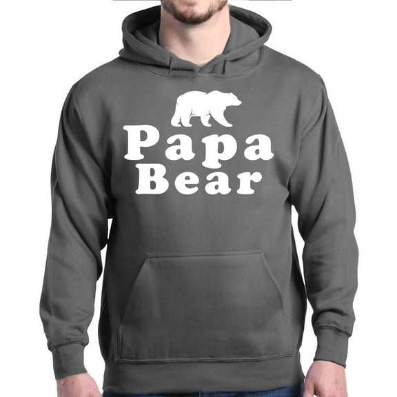Shop4Ever Men's Papa Bear Father's Day Gift for Dad Hooded Sweatshirt Hoodie Small Charcoal