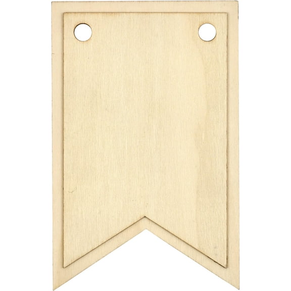 Plaid Unpainted Wood Suraces, Pennant, 7"