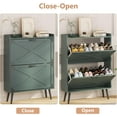 thumbnail image 5 of Shoe Cabinet with 2 Flip Drawers, Farmhouse Hidden Shoe Storage Cabinets, Narrow Wooden Shoes Organizer for Entryway, Slim Freestanding Shoe Rack Cabinet for Front Door Entrance, Green, 5 of 8