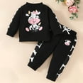 thumbnail image 2 of Caqnni Toddler Baby Girl Clothes Girls Long Sleeve Letter Sweatshirt Sweatshirt Pullover Pants Set Fall Winter Outfit for Girls 6 9 12 18 24 Monthsï¼9-12 Monthsï¼Black, 2 of 8