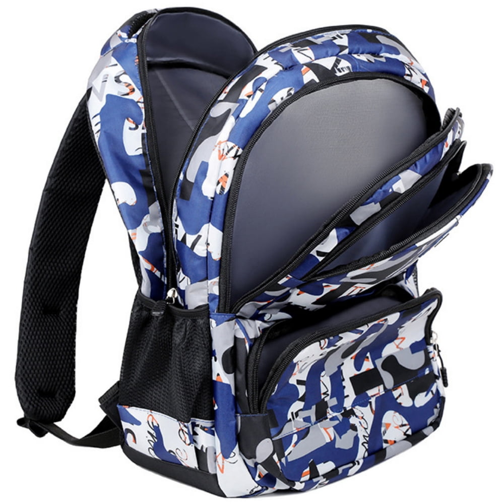 Juuar School Backpack for Boys Girls, Printed School Bag with Pencil Case, Lightweight Kids Bookbag for Back to School Supplies, Blue