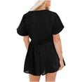 thumbnail image 3 of Women's Summer Short Jumpsuit Loose Tie Front Open Casual V Neck Wide Leg Romper, 3 of 4