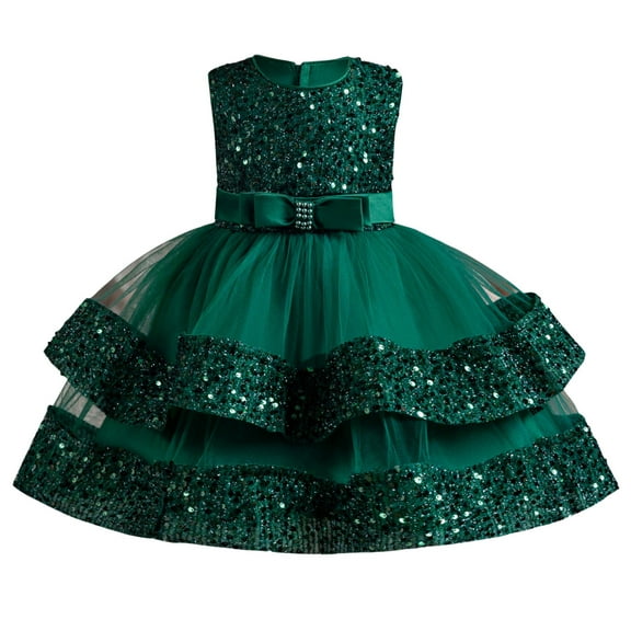 Gubotare Baby Girl Dress Toddler Baby Girl Tulle Dress Ruffle Sleeveless Bowknot Tutu Birthday Party Princess Dresses (Green,Size 18-24 Months)