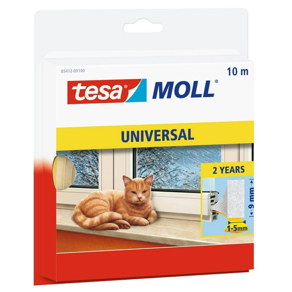 tesamoll Universal Foam - Foam Seal for Insulating Gaps in Home, Self-adhesive - 10 m x 9 mm x