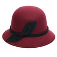 thumbnail image 2 of Women Faux Wool Bucket Hats Fashion Bowler Cap With Bowknot, 2 of 2