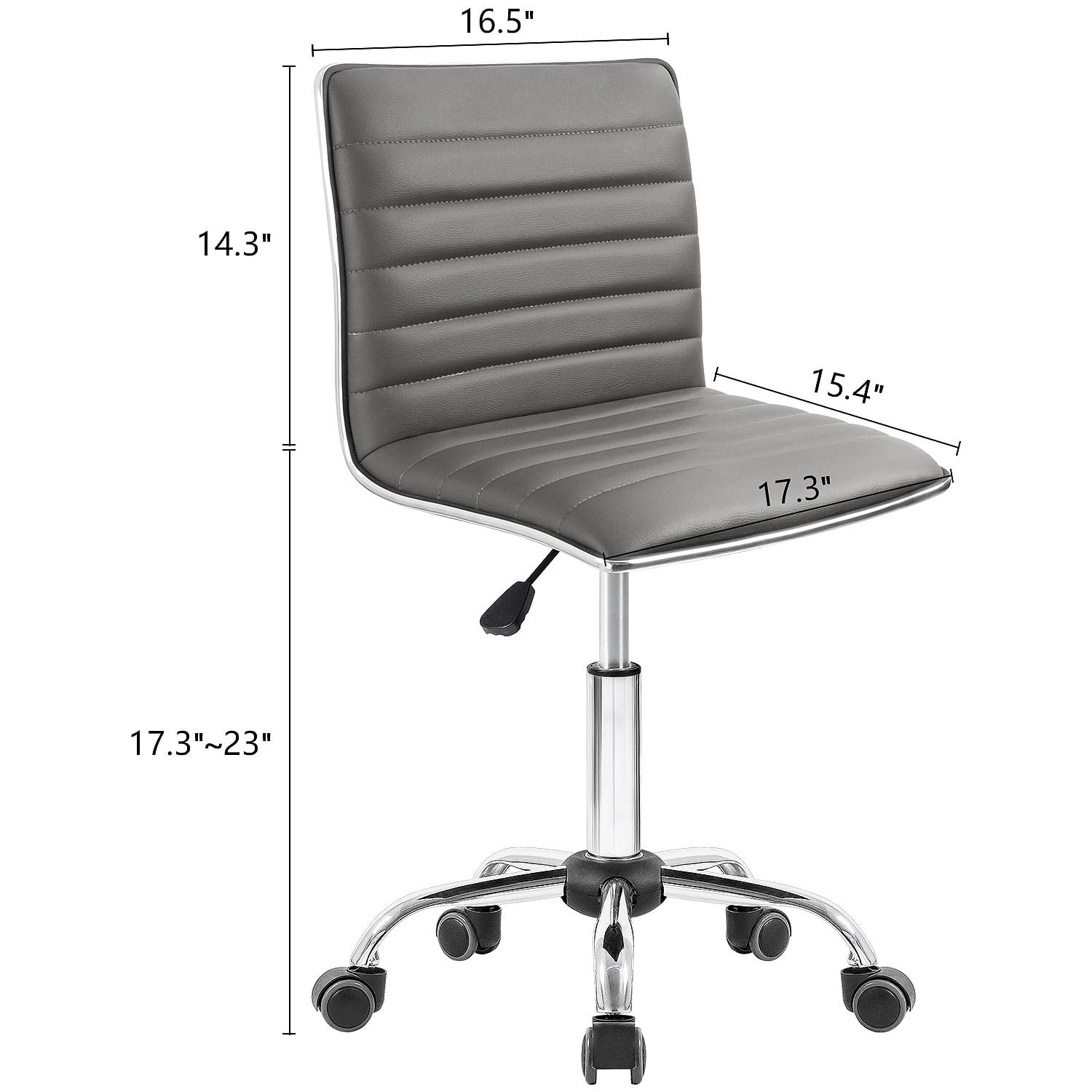 Lacoo Faux Leather Mid Back Task Chair Swivel Office Desk Chair, Gray
