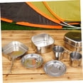 thumbnail image 3 of unbranded 1Set Lightweight Camping Cooking Set Stainless Steel Portable Picnic Cook Gear with Folding Handles, 3 of 8