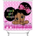 thumbnail image 2 of 4PCS African American Shower Curtain Set, Pink Unicorn Rainbow Stars Afro Black Girl Magic Cute Melanin Princess Girly Bathroom Decor, Waterproof Fabric Shower Curtain, Non-slip Bath Mat, 2 of 7