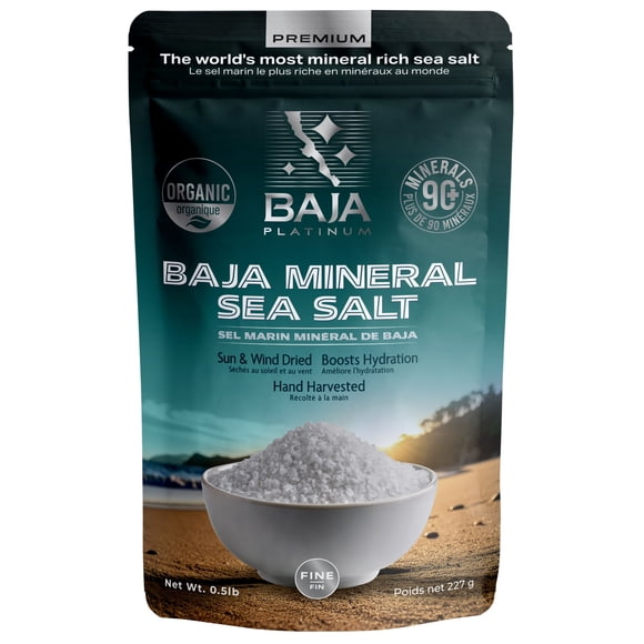 Baja Platinum - Organic Baja Salt, 0.5lb - Real Natural Mineral Sea Salt with Fine Flakes - Non Iodized and Unrefined - Whole, Healthy, Low Sodium Fancy Seasoning - For Cooking, Finishing Dishes