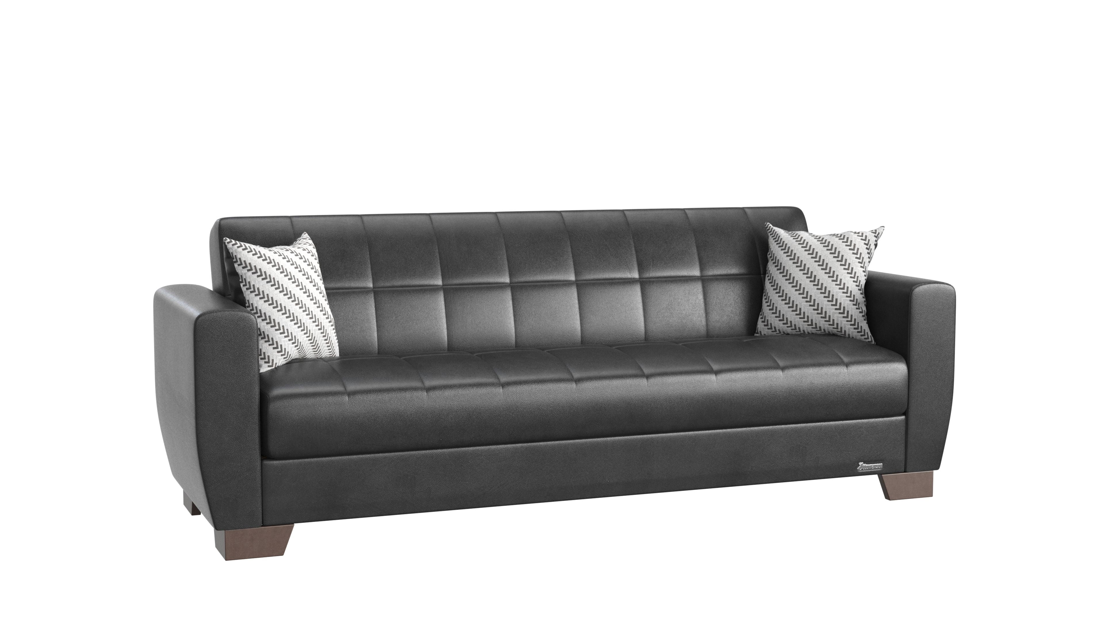 Ottomanson Haven Sofa Bed with Storage 71", Black Leatherette