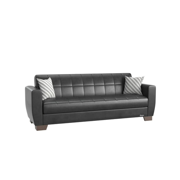 Ottomanson Haven Sofa Bed with Storage 71", Black Leatherette
