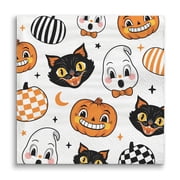Big Dot of Happiness Vintage Halloween Napkins, Black Cat Pumpkin and Ghost Retro Halloween Party Decor, White 3-Ply Paper Beverage Cocktail Napkins - 24 Count