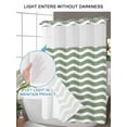 thumbnail image 4 of No Hook Cloth Fabric Shower Curtain with Snap in Liner, Sage Green Striped Waterproof Shower Curtains Set with See Through Top Window, Modern Waves Abstract Water Ripple Bath Curtains Shower 66"x72", 4 of 6