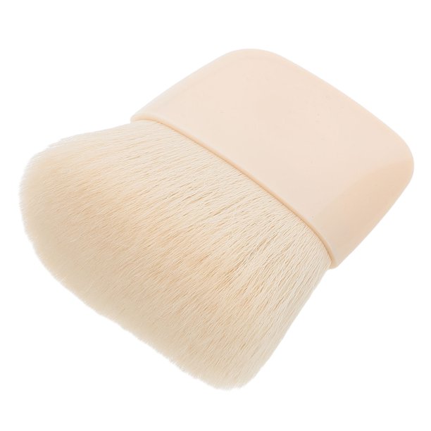 unbranded Brocha Multifuncional Beige Con Plana Para Polvo Y Base Ideal Para Maquillaje En Viaje