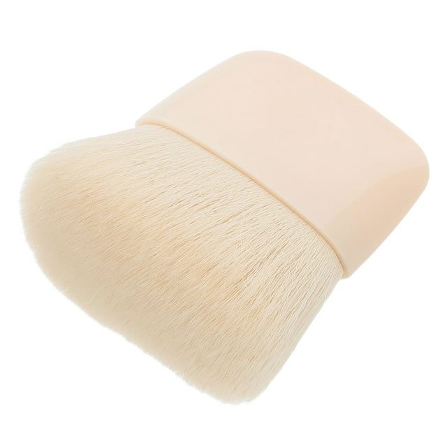 unbranded Brocha Multifuncional Beige Con Plana Para Polvo Y Base Ideal Para Maquillaje En Viaje