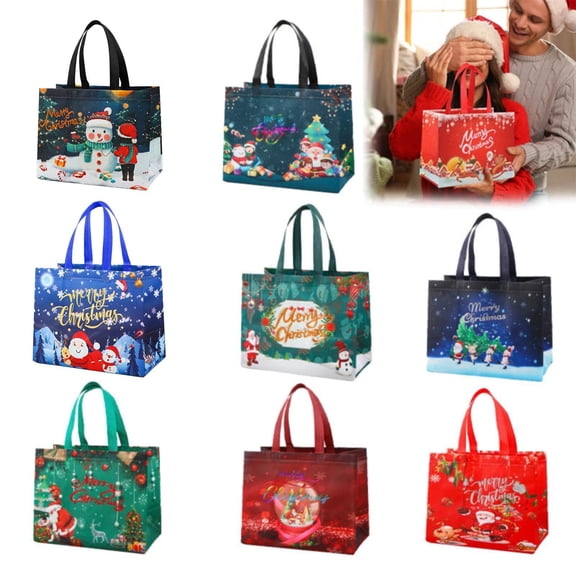 Apeya Christmas Gift Bags Reusable Non Woven Tote Bags With Handles Holiday Xmas Bags For Gifts Christmas Decorations Party Favor Wrapping Supplies