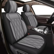 AOMSAZTO Front Car Seat Covers Fit for Lincoln MKZ 2012-2020 Faux Leather Seat Covers Waterproof Seat Cushion Protector Compatible Airbag(2 PCS Front Seats, Black&Grey)