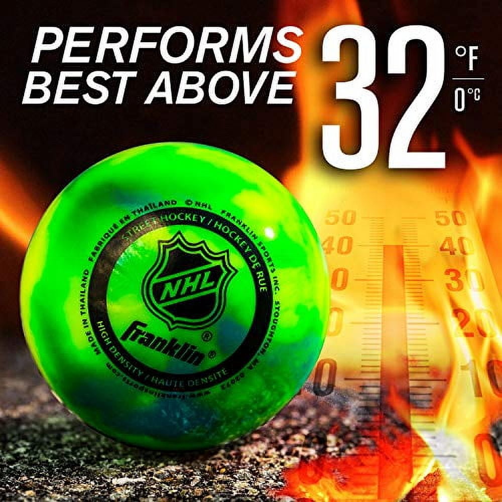 Franklin Sports NHL Street Hockey Balls, Outdoor Use, Low‑Bounce PVC – Multi‑Color, 3‑Pack