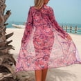 thumbnail image 5 of Fewfanhot Women's Long Sleeve Bikini Set Cover-Up Two-Piece SheerMesh Swimwear Printed Bathing Suit Beach Vacation Swimsuit, 5 of 9
