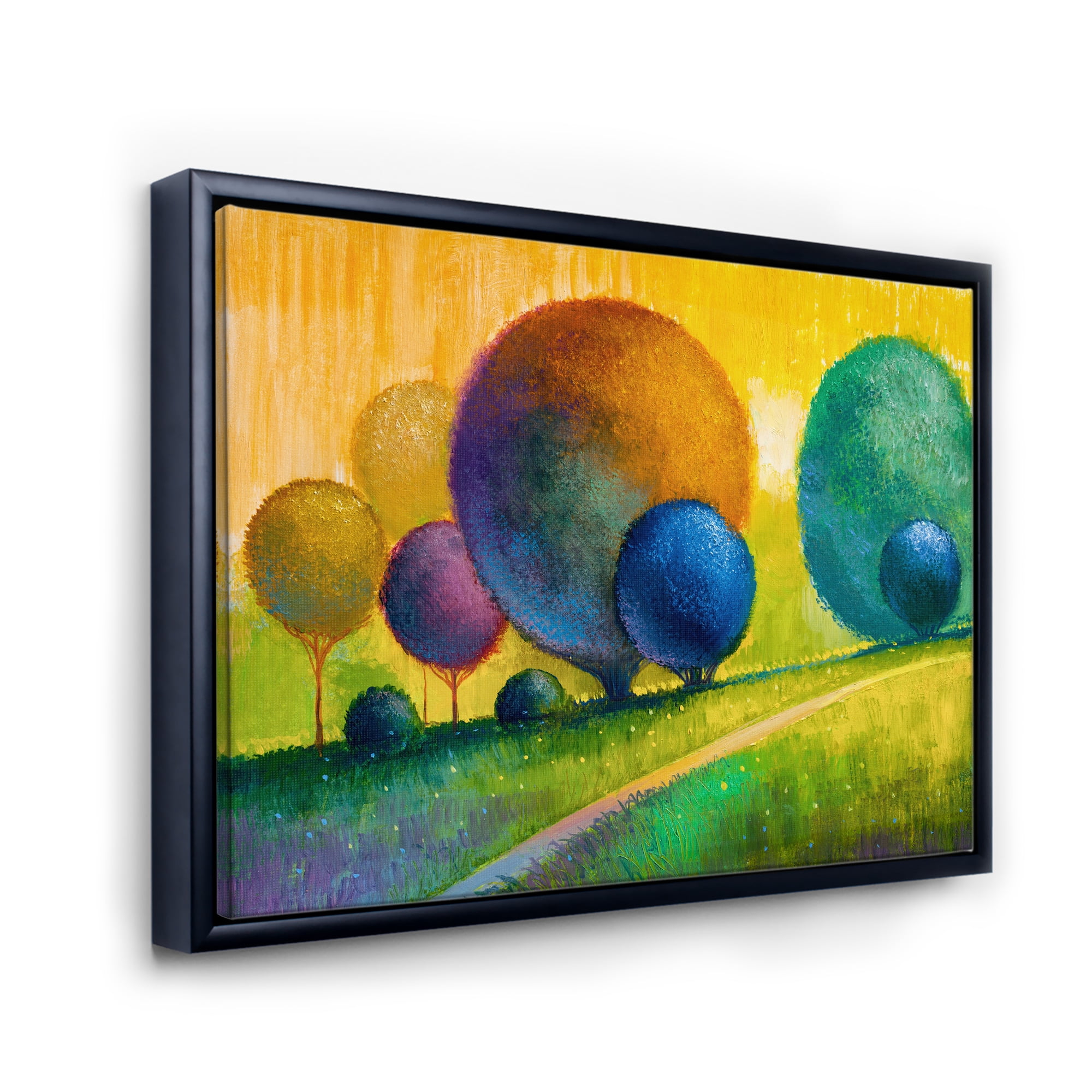 Designart 'Ornamental Colourful Trees III' Modern Framed Canvas Wall Art Print
