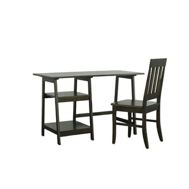 Progressive Furniture Tulane Wood Study Desk With Chair in Espresso Brown