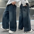 thumbnail image 5 of CPNG Spring Autumn Trendy Jeans for Boys Teen Boys Casual Baggy Denim Pants Elastic High Waist Denim Trousers(Blue,13-14 Years), 5 of 5