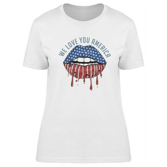 America Lips Flag T-Shirt Women -Image by Shutterstock, Female Large
