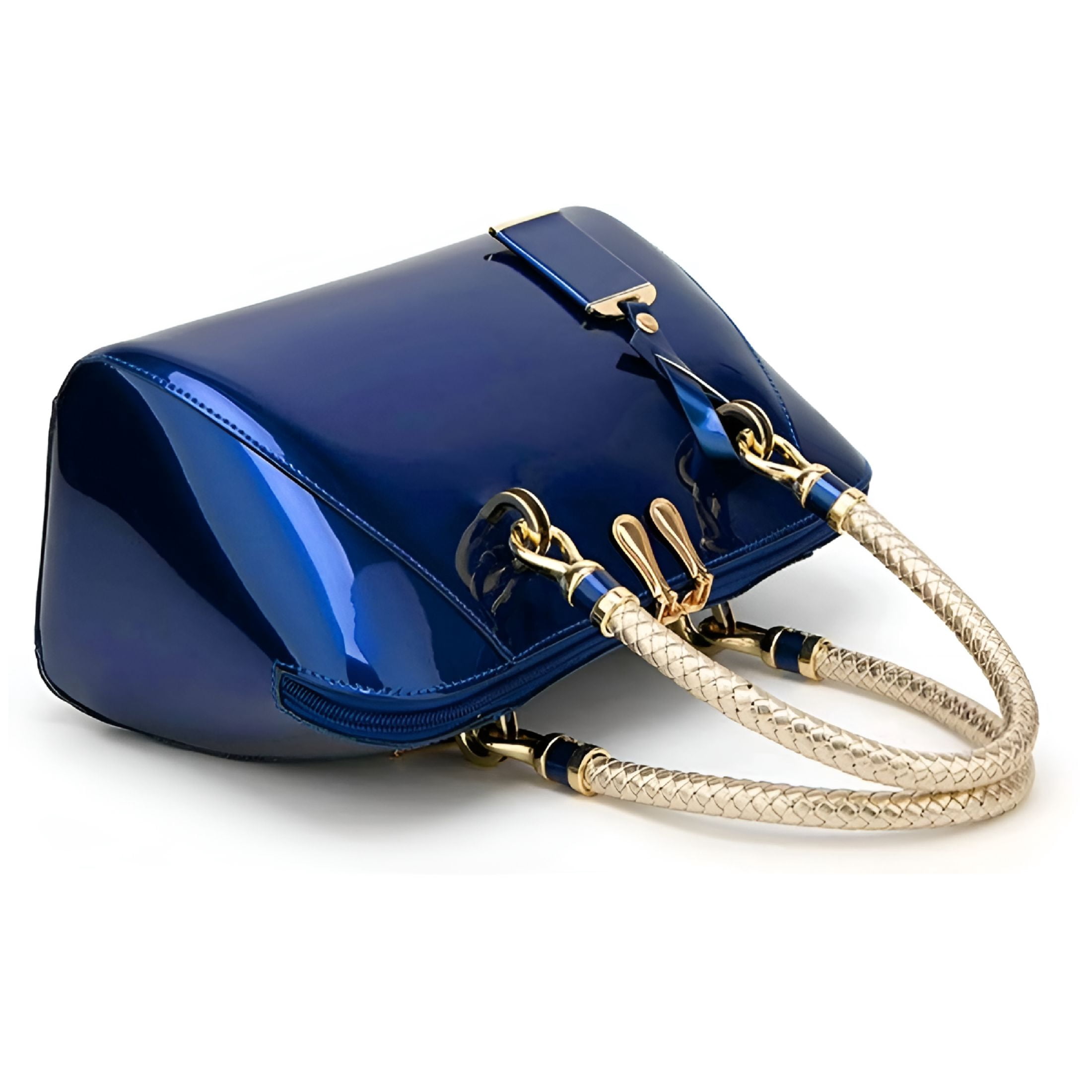 GASTROPOD Royal Blue Purse for Women Crossbody Shiny Patent Leather Handbags Dome Satchel Handbags Medium Size Medium Crossbody Bags for Women