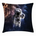 thumbnail image 1 of Astronaut Throw Pillow Cushion Cover, Realistic Space Suit in Space Hovering in Emptiness Space Clouds Stars, Decorative Square Accent Pillow Case, 16 X 16 Inches, Night Blue Multicolor, by Ambesonne, 1 of 2