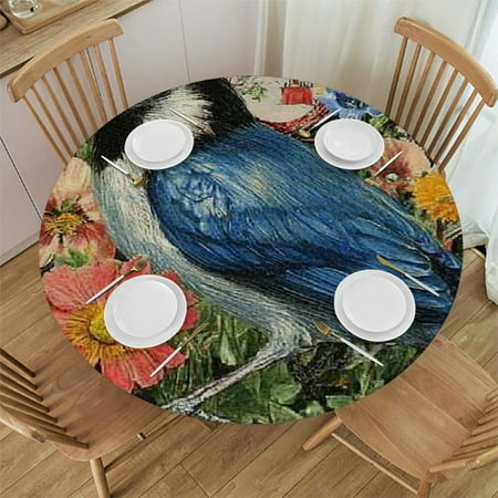 

Palnkart Flowers Bird Round Tablecloth Stain-Resistant and Washable for Indoor and Outdoor Use - Ideal for Restaurants Weddings Parties - Table Cover in Various Sizes 38 -42
