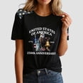 thumbnail image 4 of idosla American 250th Anniversary Rhinestone 3D Printed Design Women's T-Shirt Eagle 1776-2026 America Flag Crew Neck Tee (Black, S), 4 of 6