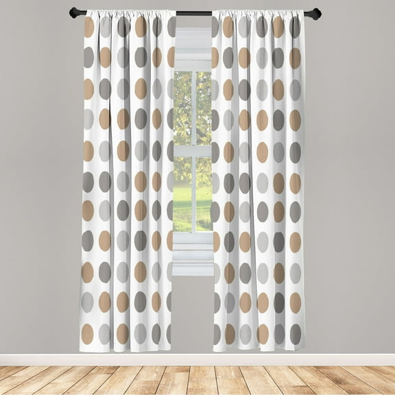 Ambesonne Geometric Curtains, European Retro Polka Dots, Pair of 28"x63", Pale Taupe