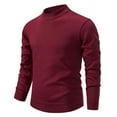 thumbnail image 2 of ZCFZJW Men's Mock Turtleneck Sweaters Trendy Slim Fit Basic Solid Color Long Sleeve Soft Lightweight Casual Pullover Stretch Knit Tops Wine XXXXL, 2 of 6