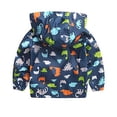 thumbnail image 3 of Adarl Kids Baby Boy Dinosaur Clothes Waterproof Windbreak Hooded Coat Jacket Outerwear A Dark blue 1-2 Years, 3 of 7
