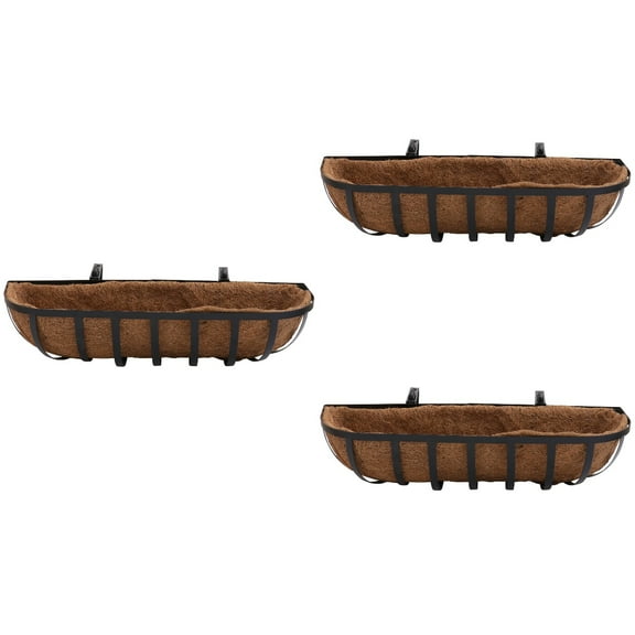 Hemoton 3 pcs  Wall-mounted Flower Basket Iron Art Hanging Flowerpot  (Light Brown)