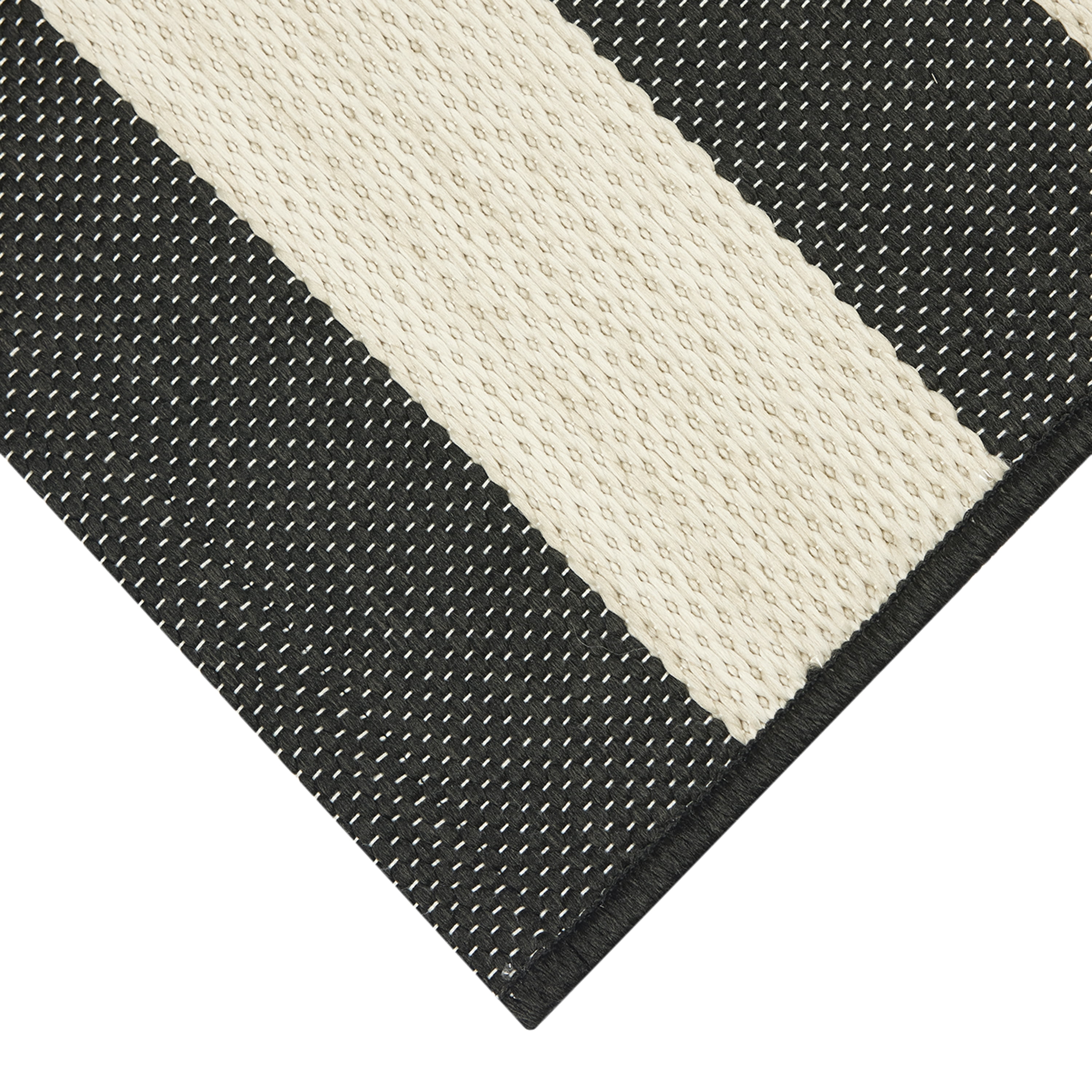 Mainstays 24 in x 36 in Black & White Cabana Stripe Outdoor Scatter Rug