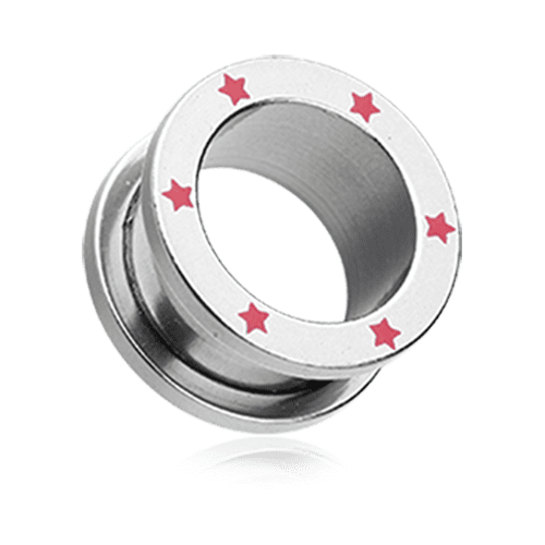 Red Stars ScrewFit Ear Gauge Tunnel Plug