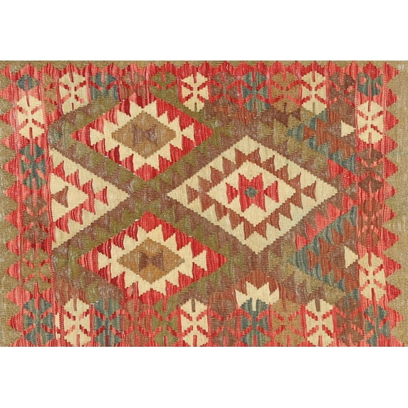 Ahgly Company Indoor Rectangle Contemporary Red Southwestern Area Rugs, 7' x 10'