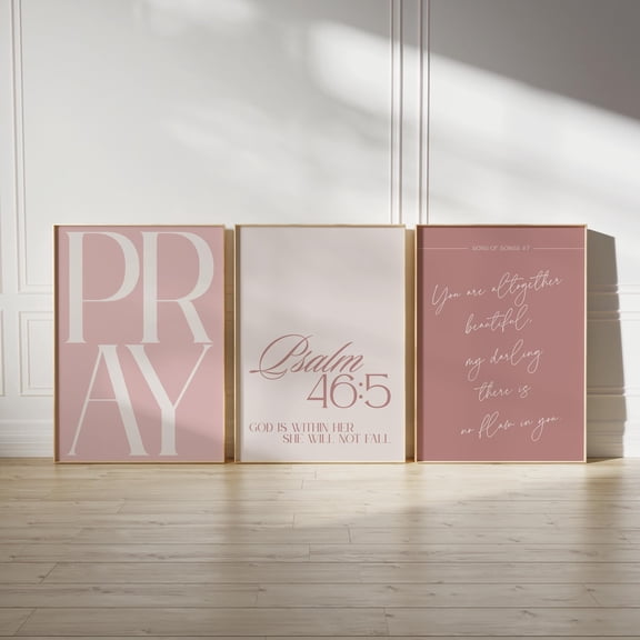 Bedroom Art Neutral Christian Decor Jesus Word Wall Art Minimalist Religious Scripture Bible Verse Girl Room Set 3 Unframed Paper Print 8x12