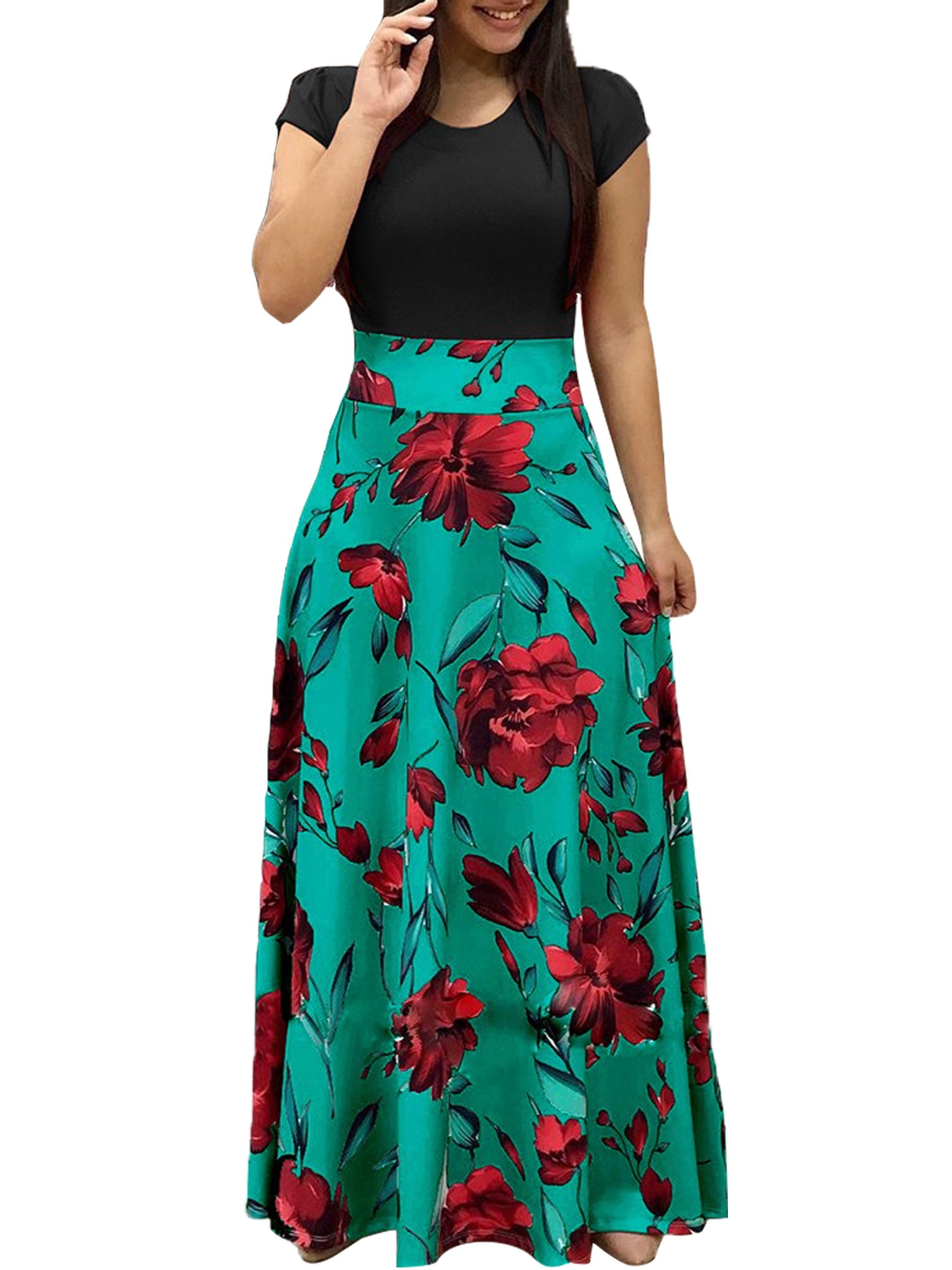 HIMONE - Women's Autumn Boho Floral Ploka Dot Long Sleeve Maxi Dress ...