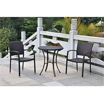 Bistro Set Indoor Outdoor - Resin Wicker Patio Furniture Group - 2 Chairs & Table