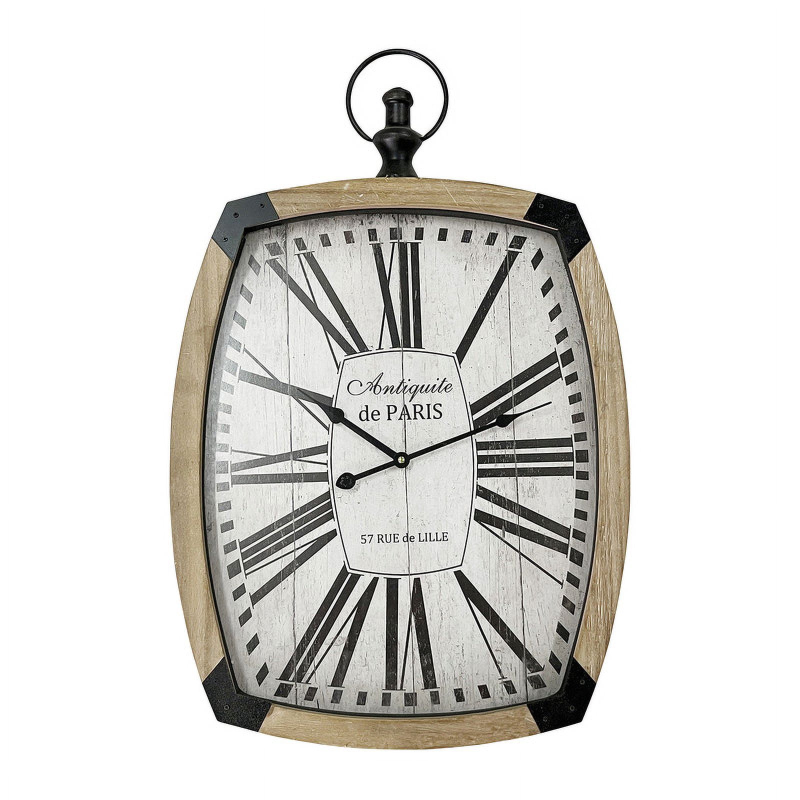 Kiara Wood Rectangle Farmhouse Style Roman Numeral Wall Clock