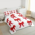thumbnail image 3 of Castle Fairy Teens Female Men Kawaii Bow-Tie Full Size Comforter Sets 3-Piece,Dreamy Princess Bedding Comforter Set,Red White Lightweight Bedding Sets,Luxury Bedroom Decor,Reversible, 3 of 8