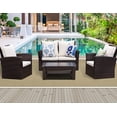 thumbnail image 3 of All-Weather Outdoor Patio Furniture Set - 4-Piece Wicker Rattan Sectional Conversation Set with Table and Cushions, Gray, 3 of 18