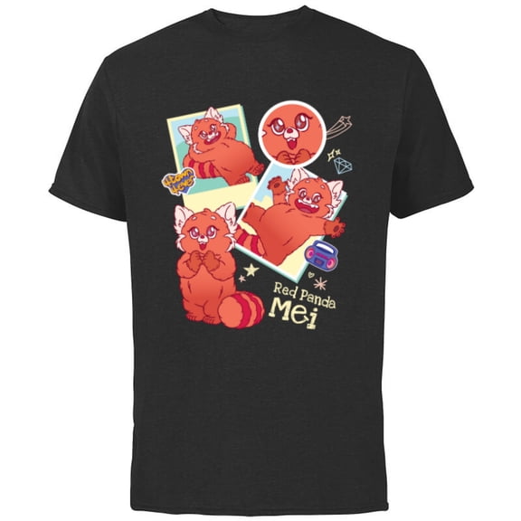 Disney and Pixar’s Turning Red Panda Mei Cute 4*Town 4Ever - Short Sleeve Cotton T-Shirt for Adults - Customized-Black