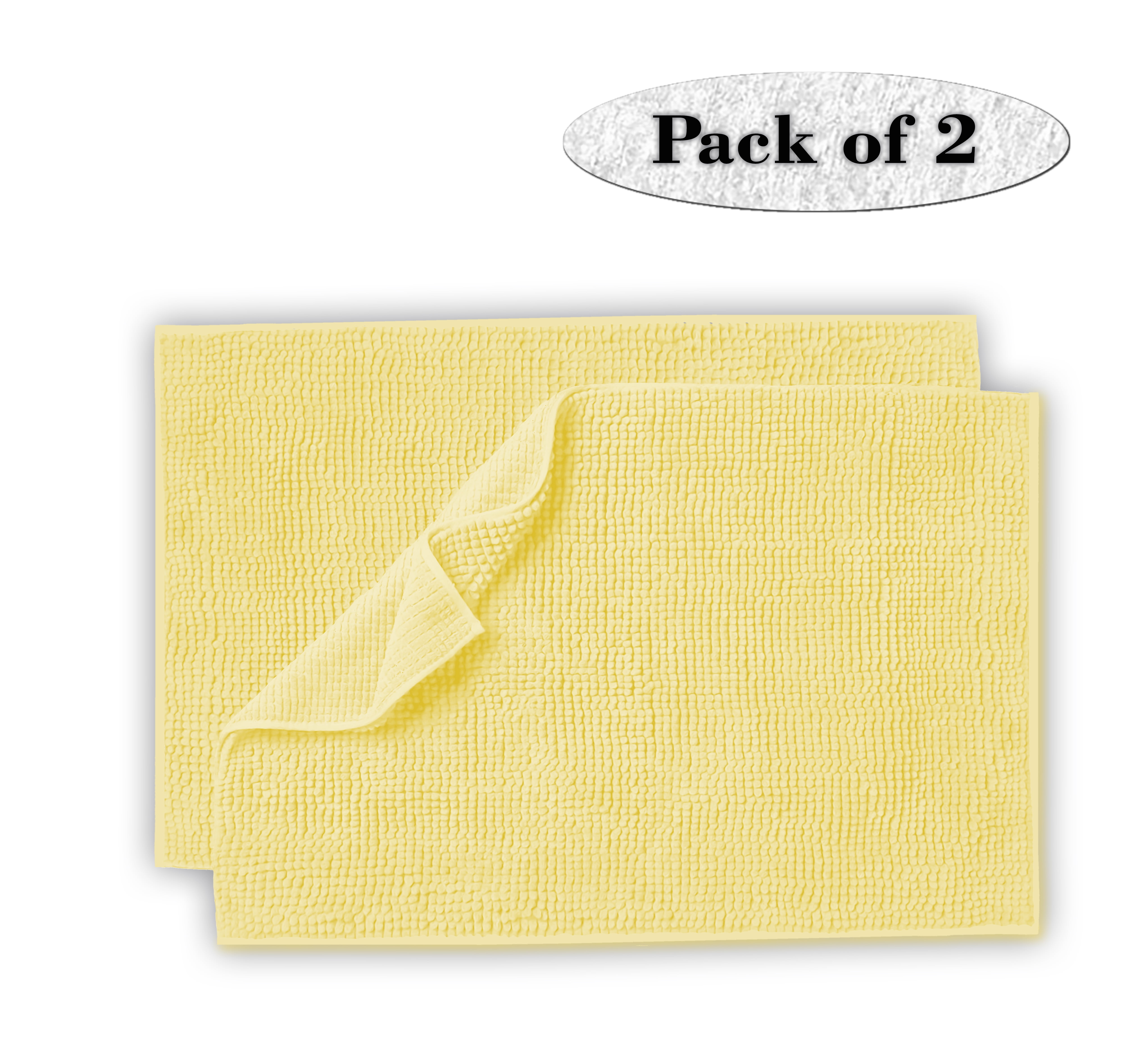 Lavish Touch Set Of 2 Chenille Bathroom Rug 20x32 Non Slip Extra Soft Absorbent Shaggy Rugs Machine Washable Bath Mat Perfect Plush Bath Rug For Tub Shower Bath Room Lemon Yellow